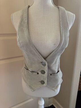 NWT Gentle Fawn Corduroy Button-Front Vest in Light Beige
